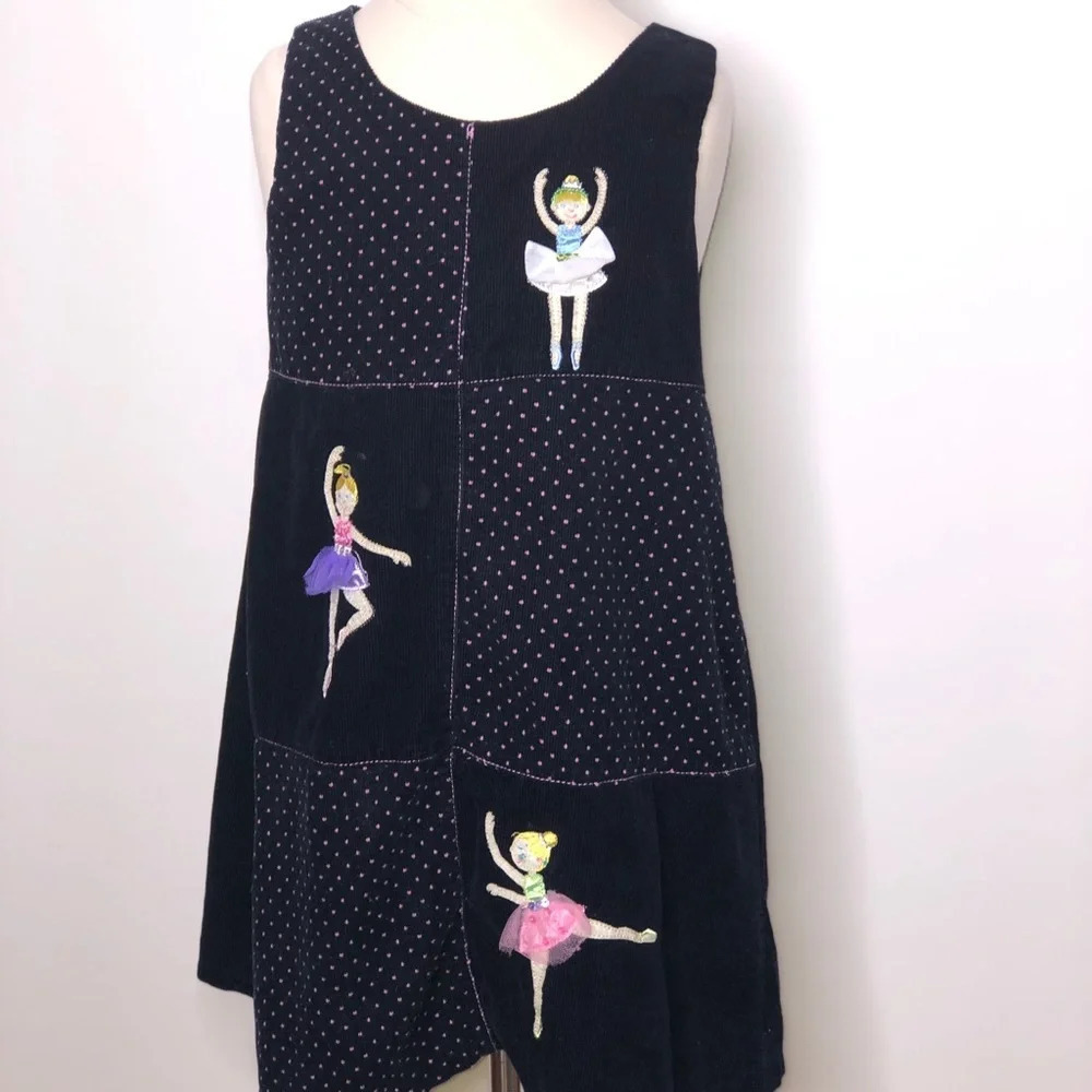 Girls blue ballerina corduroy Jumper Dress